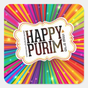 Happy Purim Square Sticker