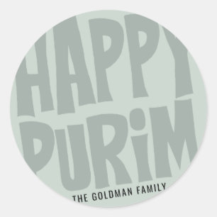 Happy Purim Sticker rond