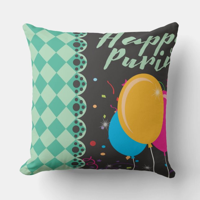 happy purim throw pillow (Front)