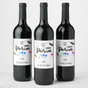Happy Purim Wine Label
