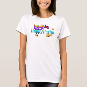 Happy Purim with Mask, Gragger, and Hamentaschen T-Shirt