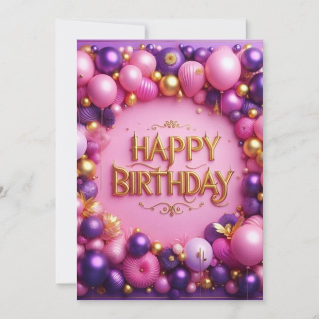 Happy Purple Birthday Invitation (Front)
