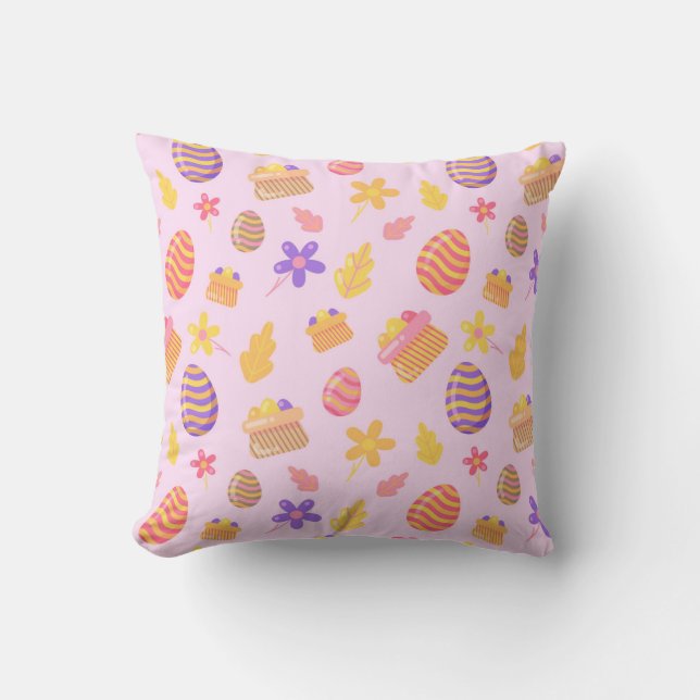 Happy Purple Easter Throw Pillow (Front)