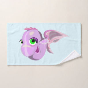 Happy Purple Fish Blue Bath Towel - Choose Colour