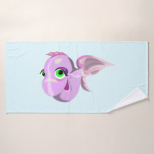 Happy Purple Fish - Choose / Add Colour / Text Bath Towel