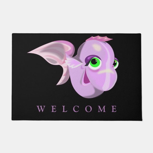 Happy Purple Fish Doormat Welcome (Front)