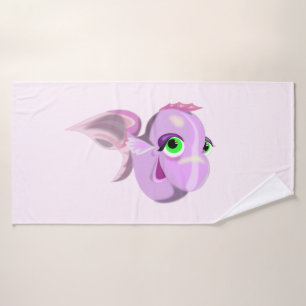 Happy Purple Fish Funny Bath Towel