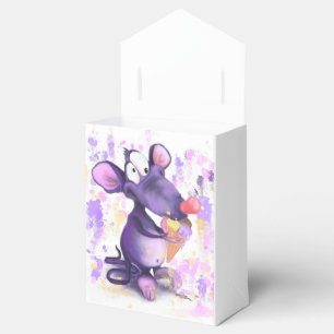 Happy Purple Mouse Eat Ice Cream - Funny Painting Favor Box