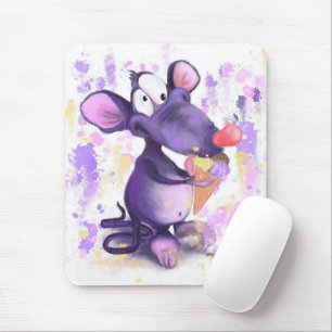 Happy Purple Mouse Eat Ice Cream - Funny Painting Pad
