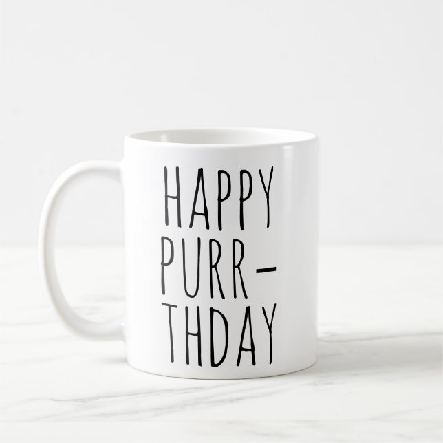 Happy Purr‑thday Birthday Cat Theme Coffee Mug (Left)