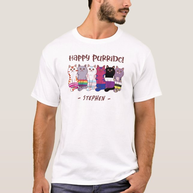 Happy Purride – LGBTQ Pride Cats T-Shirt (Front)