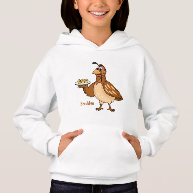 Happy quail with eggs cartoon (Front)