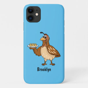 Happy quail with eggs cartoon iPhone 11 case
