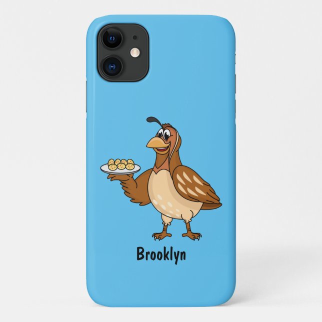Happy quail with eggs cartoon Case-Mate iPhone case (Back)