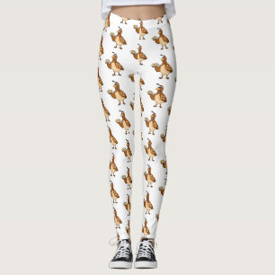 Happy quail with eggs cartoon leggings