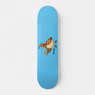 Happy quail with eggs cartoon skateboard