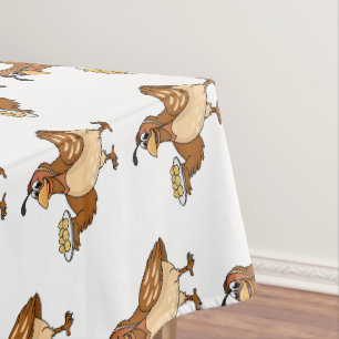 Happy quail with eggs cartoon tablecloth