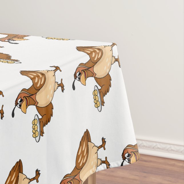 Happy quail with eggs cartoon  tablecloth (In Situ)