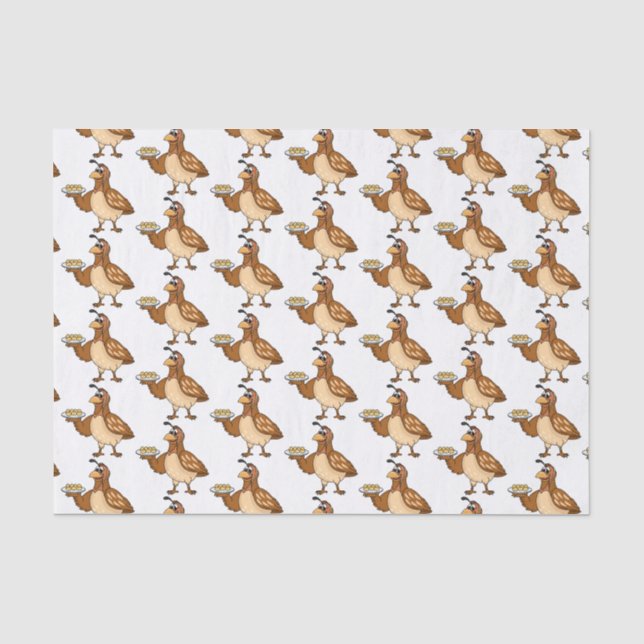Happy quail with eggs cartoon  tissue paper (Front)