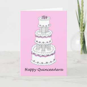 Happy Quinceañera Pretty Cake. Invitation