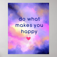 Happy Quote on a Cosmic Space Abstract Design
