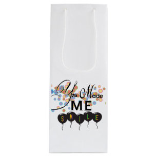 Happy quote with balloons -You MADE ME SMILE! Wine Gift Bag