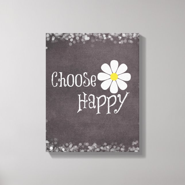 Happy Quote with Daisy Canvas Print (Front)