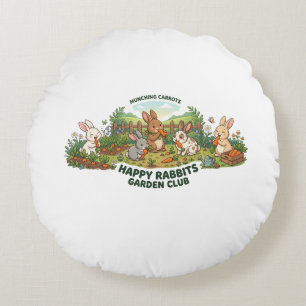 Happy Rabbits Garden Club T-Shirt – Cute Cartoon  Round Pillow