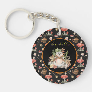 Happy Raccoon Customize Text and Colour Keychain