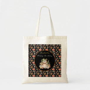 Happy Raccoon Customize Text and Colour Tote Bag