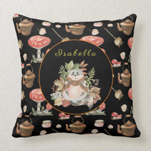 Happy Raccoon Customize Text, Colour 20"X20" Throw Pillow