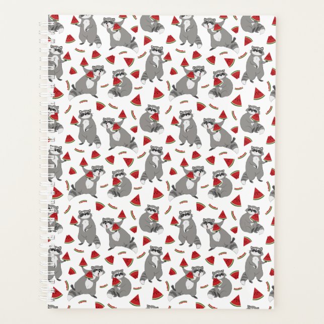 Happy raccoon with watermelon planner (Front)