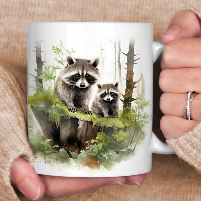 Happy Raccoons Woodland Scene  Coffee Mug (Creator Uploaded)