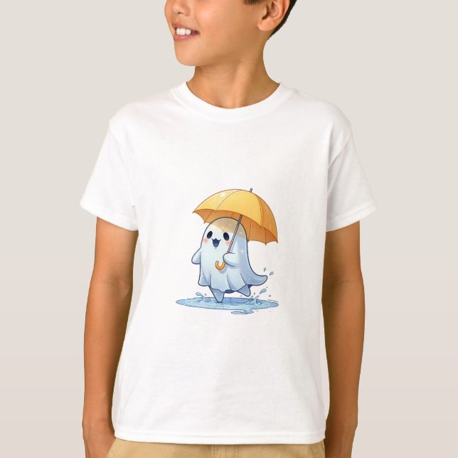 Happy Rain Puddle Ghost Kids T-Shirt (Front)