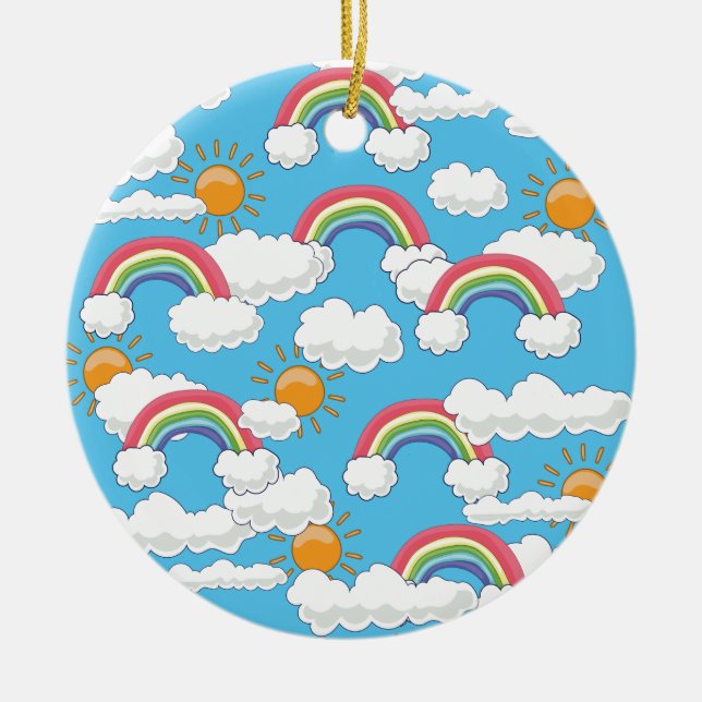 Happy Rainbow Ceramic Ornament (Front)
