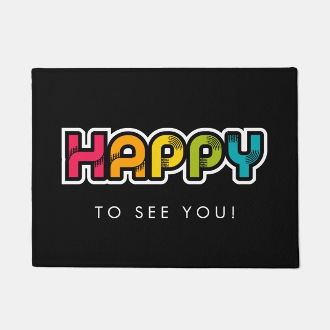 Happy Rainbow coloured word Doormat (Front)