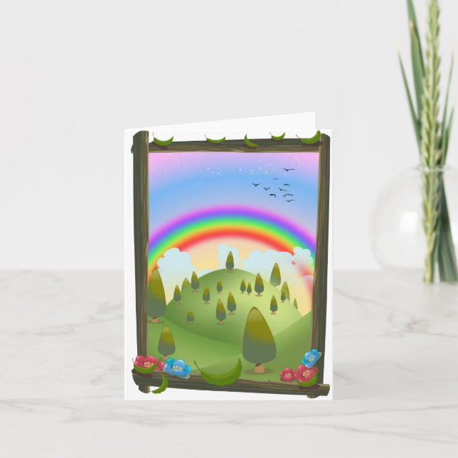 Happy Rainbow Landscape Holiday Card (Front)