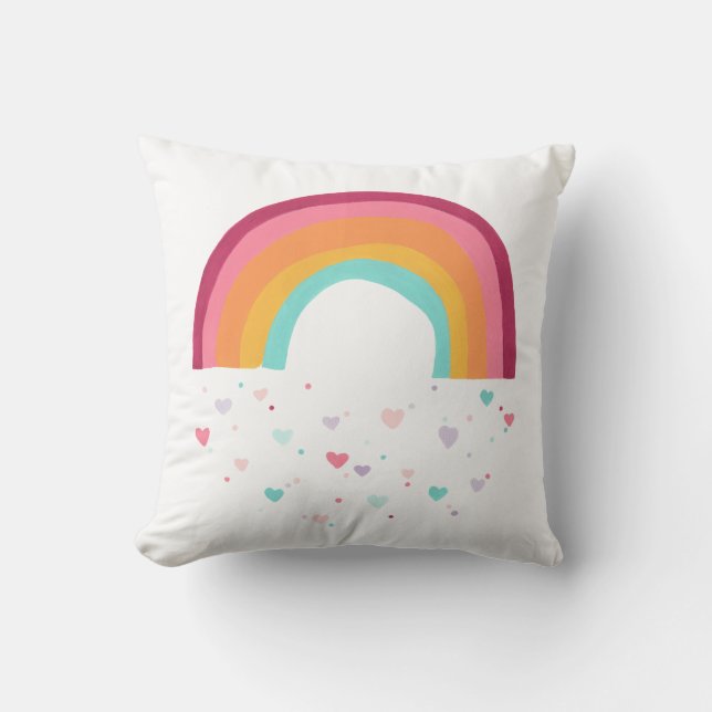 Happy Rainbow Magic Throw Pillow (Front)
