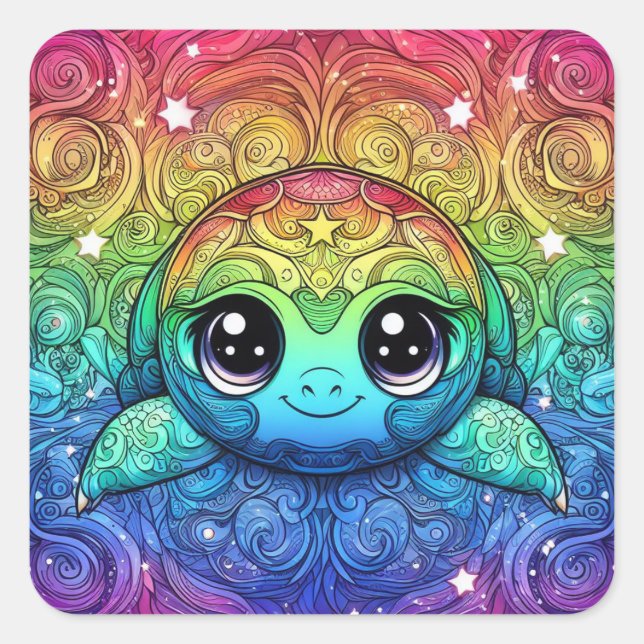 Happy rainbow turtle stickers (Front)