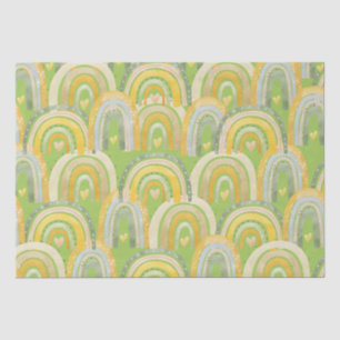 Happy Rainbows Hearts Yellow Green Tissue Paper