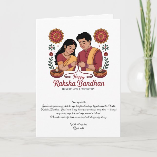 Happy Raksha Bandhan Folded Greeting Card (Front)