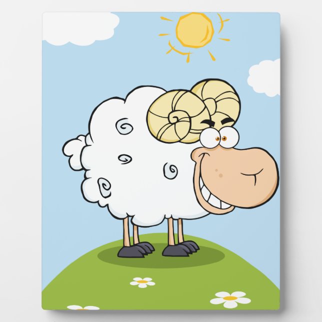 Happy Ram Cartoon Mascot Plaque (Front)