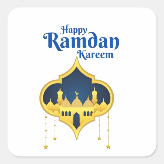 Happy Ramadan Kareem 2022 Square Sticker (Front)