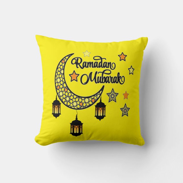 Happy Ramadan Kareem And Eid Mubarak 2024  Throw Pillow (Front)
