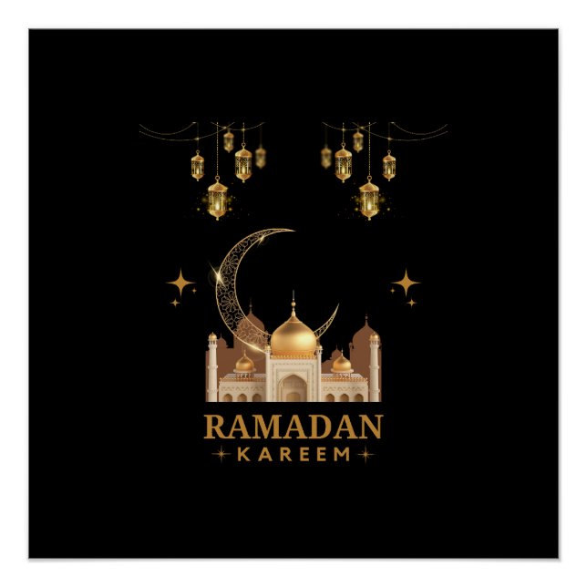 Happy Ramadan Kareem -Eid Mubarak Greetings Poster (Front)