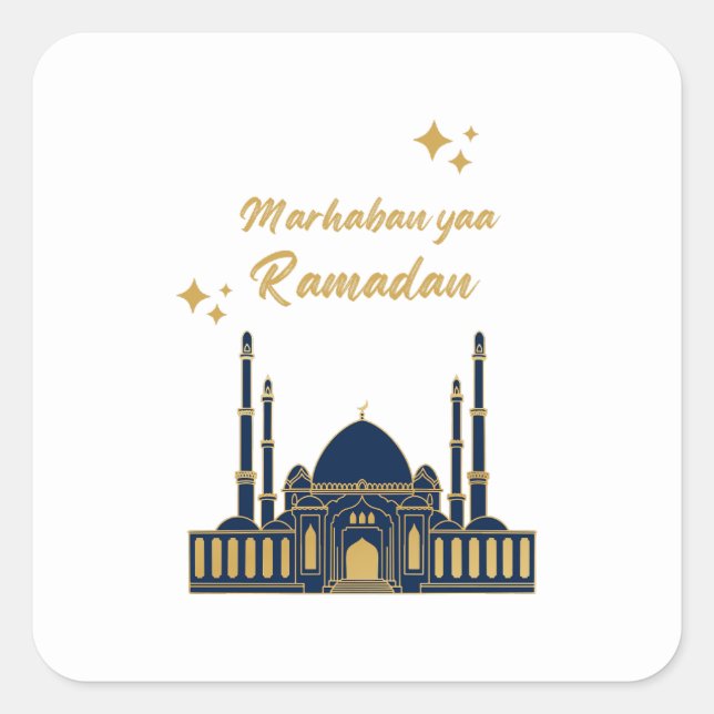 Happy Ramadan Kareem -Eid Mubarak Quotes  Square Sticker (Front)