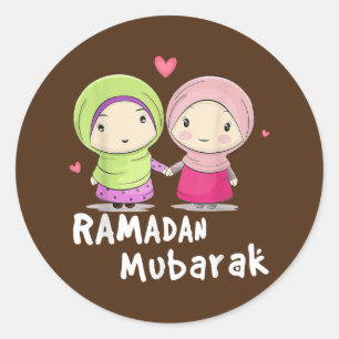 Happy Ramadan Mubarak Holy Month Calligraphy With Classic Round Sticker