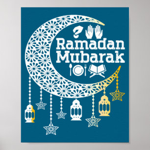 Happy ramadan mubarak islamic calligraphy faith poster