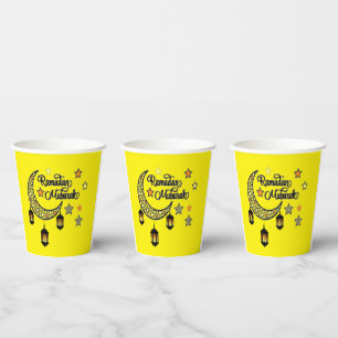 Happy Ramadan Mubarak Kareem Crescent lantern 2025 Paper Cups