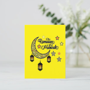 Happy Ramadan Mubarak Kareem Crescent lantern Holiday Postcard